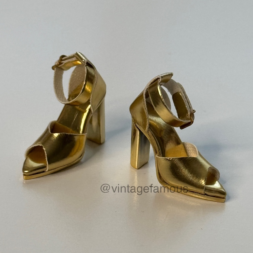 Integrity Toys Gold Faux Leather Doll Heels VIP Section Fashion Royalty Shoes IT